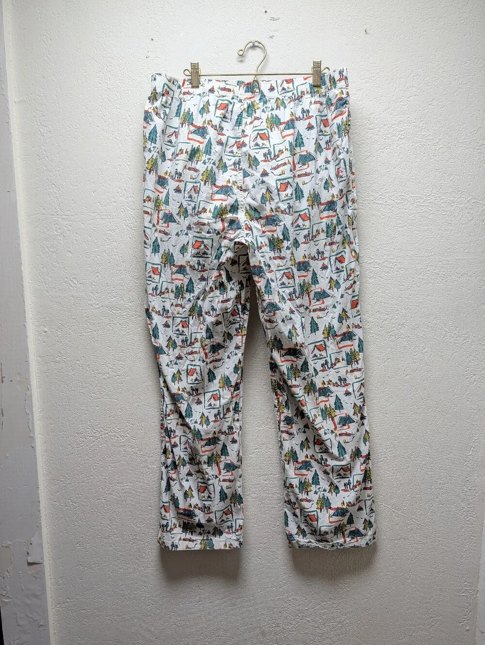 L.L. Bean Flannel Pajama Pants L Camping Tent Tree Novelty PJ Lounge Sleep Wear
